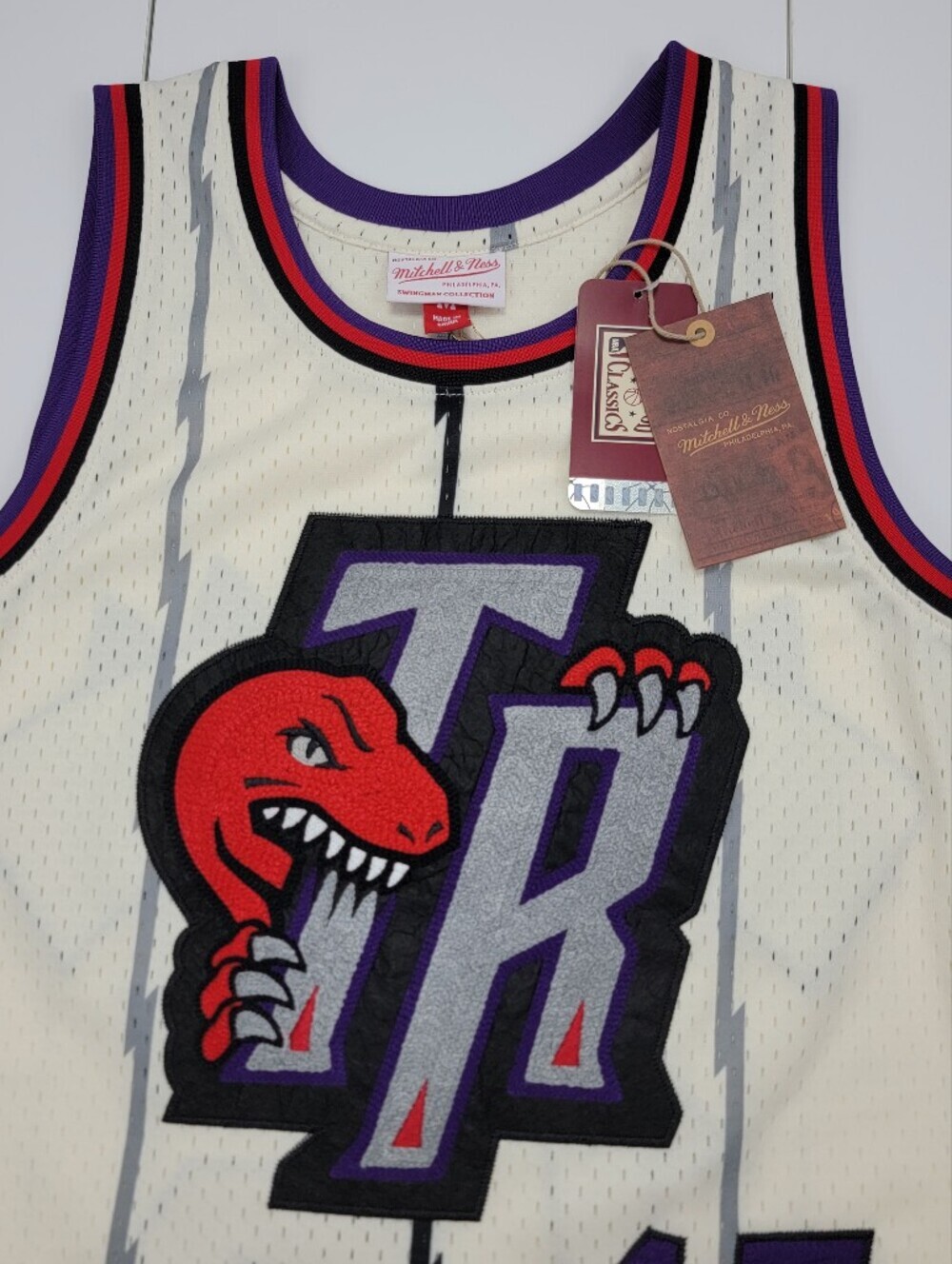 Vince Carter Raptors Mitchell & Ness Cream Chainstitched NBA Jersey Size M New - Picture 5 of 9